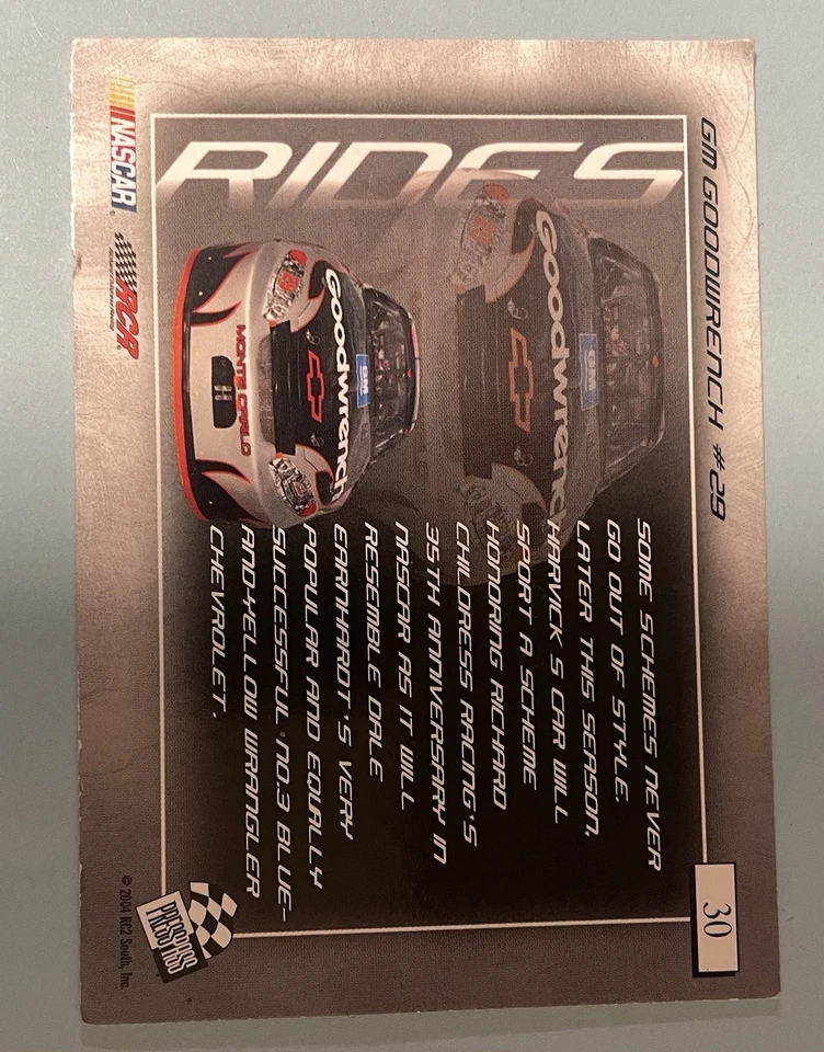 2004 Press Pass VIP - Rides Kevin Harvick #30 - Image 2 of 2