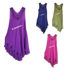 New Ladies Tie Dye A Line Umbrella Tunic Dress Sundress Summer Beach Kaftan