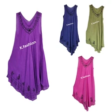 New Ladies Tie Dye A Line Umbrella Tunic Dress Sundress Summer Beach Kaftan