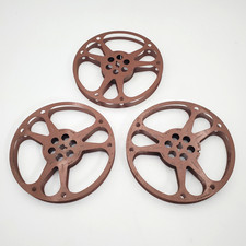 Lot of 3 Vintage Goldberg Bros 16mm Metal Film Reels 400ft 7" Reflex Denver CO