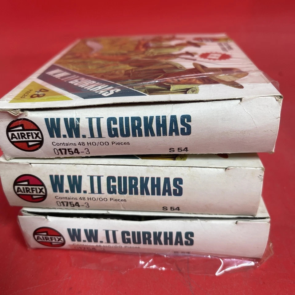 Vintage Airfix No. Lote 3 soldados de plástico escala H0/00 Gurkhas de la Segunda Guerra Mundial 01754-3". #12 Foto 3 de 4