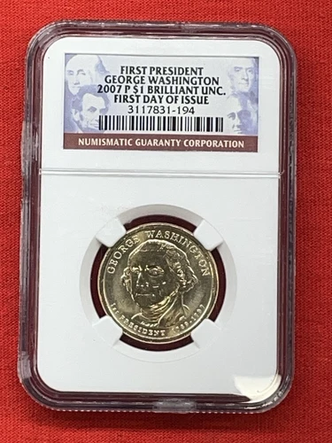 2007-P NGC Brilliant Uncirculated First Day Issue George Washington Dollar