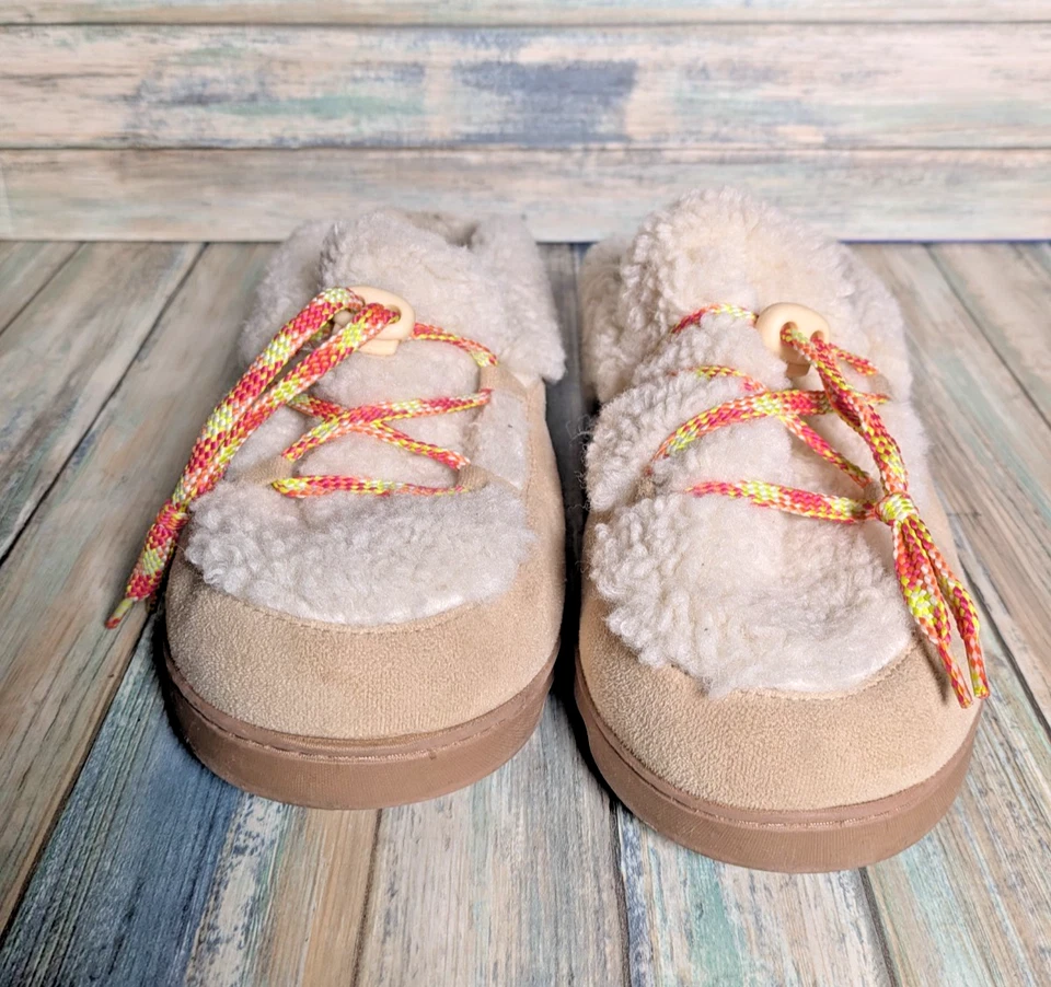 Zapatillas de mocasín Dearfoams tostadas Sherpa polar para mujer XL 11-12 acogedoras Hygge Foto 2 de 4