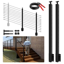 2 Pack Complete Set Side Mount Stair Cable Railing Post Kits 44" for 36"/42" Rai