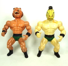 Tiger Man w Dino Horse Galaxy Heroes Muscle Warriors Remco HeMan 80s Bootleg KO