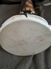 Vintage Tribal Djembe Drum -Carved Turtle Design -Tiki Coconut Bamboo 18" Tall