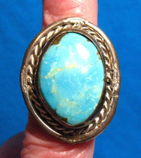 STERLING SILVER TURQUOISE RING WIDE SIZE 4.75 7.1 GRAMS VINTAGE