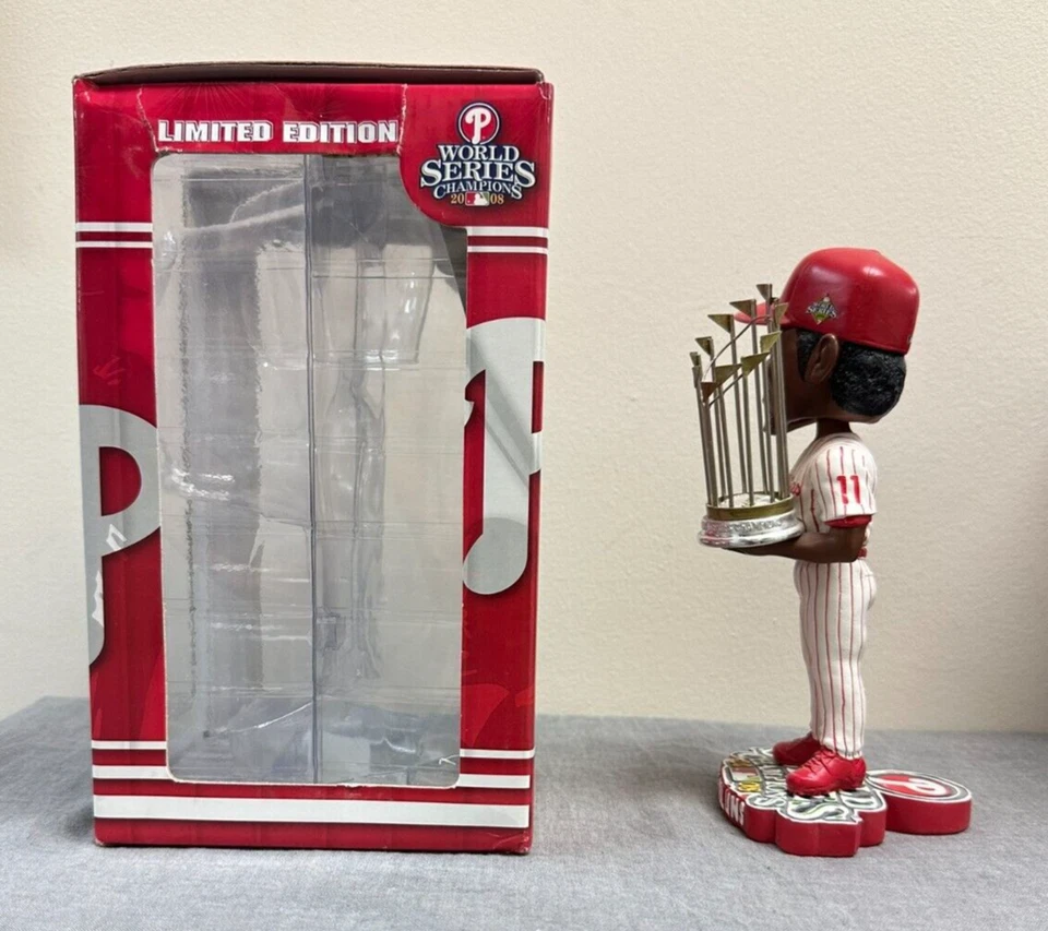 MLB Phillies Jimmy Rollins 2008 World Series Champions Trophy Bobblehead - Image 4 of 4