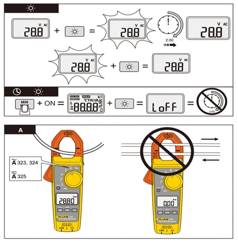 Fluke 325 Misuratore a Pinza AC DC Voltmetro Amperometro Pinza Multitester True RMS - Foto 11 di 13