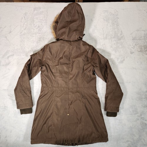 1 Madison Expedition Jacket Womens Small Brown Parka Faux Fur Hood Winter Ski - Picture 2 of 16