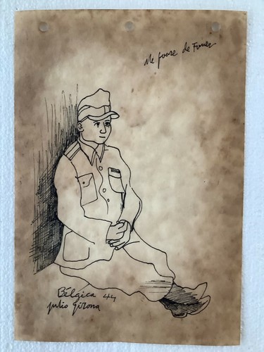 Kubanische Kunst. Zeichnung von Julio Girona. Belgica, 1944. Tusche auf Papier. Original  - Bild 6 von 10