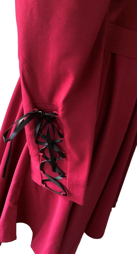 UK SIZE 8/10 GOTHIC COAT RED ASSYMETRIC PIRATE JACKET STEAMPUNK ROCKY HORROR - Image 3 of 4