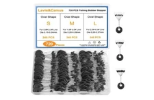 720 PCS Fishing Bobber Stopper Oval Floats Sinker Stops 6 in 1 Black Rubber Size