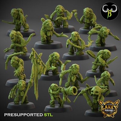 Rune Troggs (Bows) | Goblin | 3D Printed Miniatures | Clay Beast Creation |