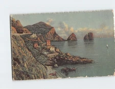 Postcard Faraglioni and the Small Marina Capri Italy