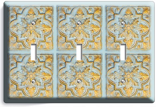 AZULEJO VICTORIANO PÁTINA AZUL RÚSTICO LooK INTERRUPTOR DE LUZ DE PARED PLACA DE SALIDA DECORACIÓN DE LA HABITACIÓN - Imagen 11 de 34