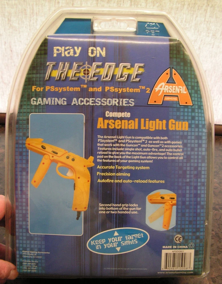 ARSENAL LIGHT GUN - PLAY ON THE EDGE - For Sony PS1 + PS2 - Brand New Sealed - Image 2 of 3