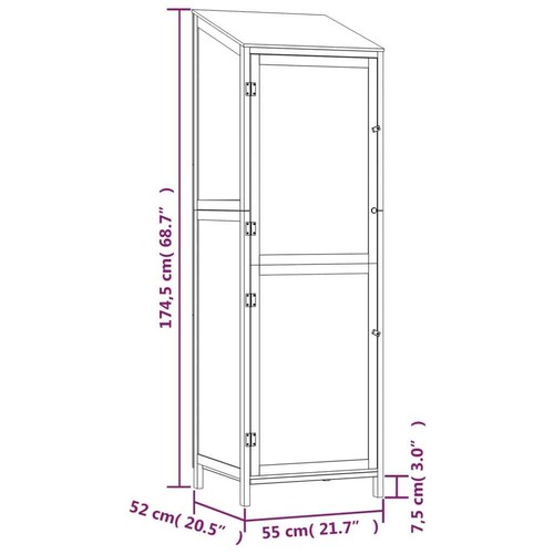 Garden Shed Anthracite 55x52x174.5 Solid Wood Fir S1U9 - Picture 8 of 9