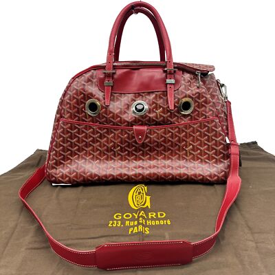 Authentic GOYARD Sac Cyan PM Pet Carry Shoulder Bag Hand Bag Red