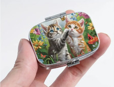 kitten Cat pill box medicine Trinket NEW Free Ship Stocking Stuffer