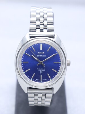 Used HMT Kohinoor Blue Color Dial Shock 17 Jewels Hand Winding Men's Watch 
