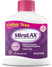 MiraLAX Gentle Constipation Relief Laxative Powder, Stool Softener with PEG 3350