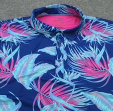 Birdie Bound Polo Shirt Mens 3XL Multicolor Floral Bird Of Paradise Short Sleeve