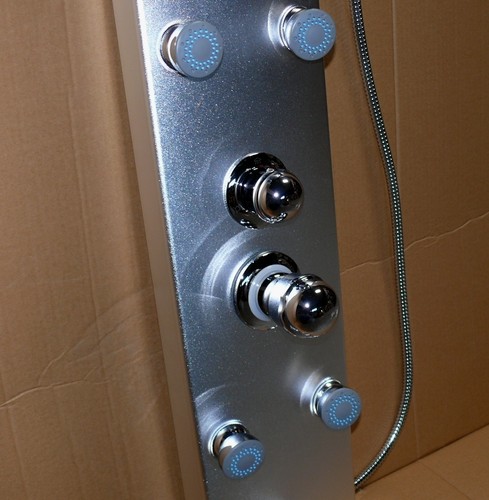 Alu Duschpaneel ATINI Wellness Duschsäule Eco Click System Regendusche Eckhalter - Bild 7 von 10
