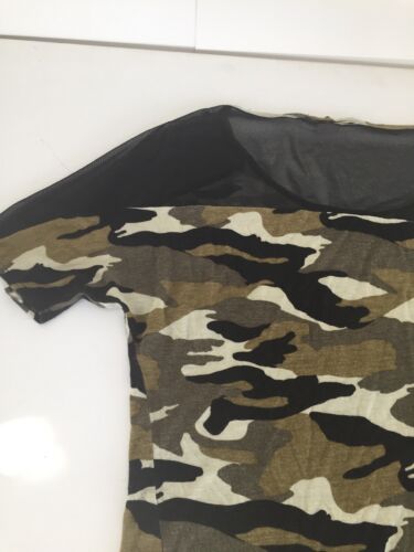 Minimi donna taglia XL? Maglione Top Elasticizzato HiLo Burnout Mimetico Nero Raglan - Foto 7 di 9