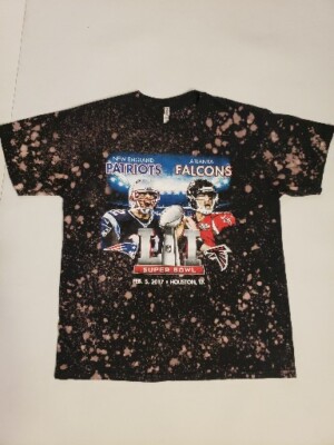 Splatter Bleach TshirtEngland Patriots Vs Atlanta Falcons Superbowl Men's Sz XL