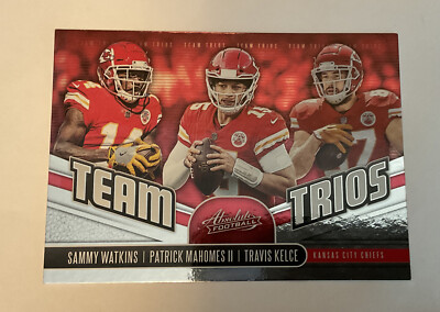 2019 Panini  Absolute Team Trios : Mahomes/Kelce/Watkins TT-KC  KC Chiefs