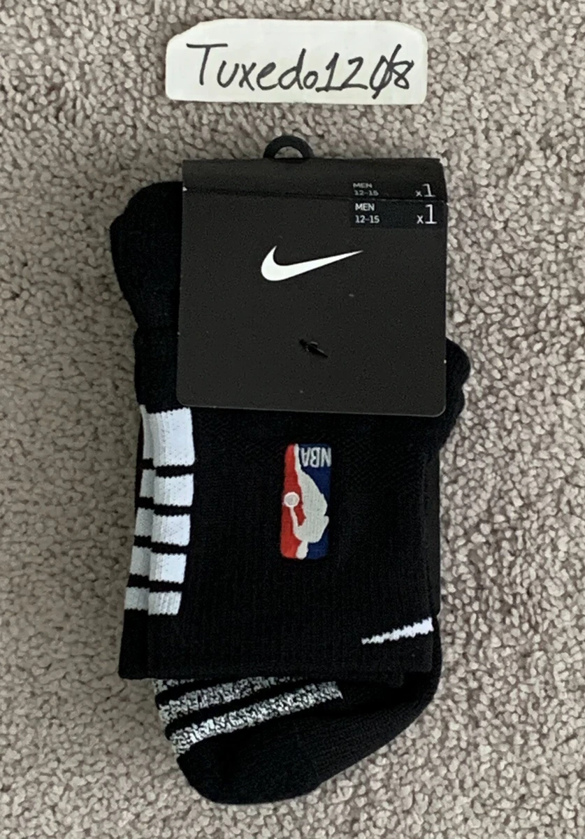 New! 1 Pair Nike NBA Authentics Black Logoman Quarter Socks XL 12