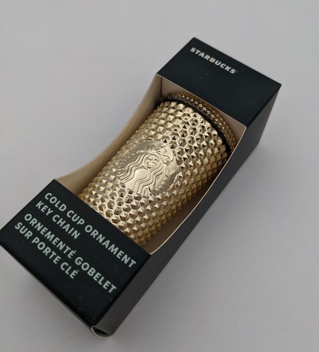 Starbucks Gold Studded Tumbler Cold Cup Ornament / Keychain Holiday 2022 NWT - Picture 2 of 5