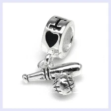 925 Sterling Silver Sport I Love Baseball Ball Bead for European Charm Bracelet