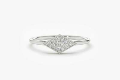 Diamant Micro Pave Goldring 12  Brillanten 0,06ct  G-H 14K 585er Gold Weißgold