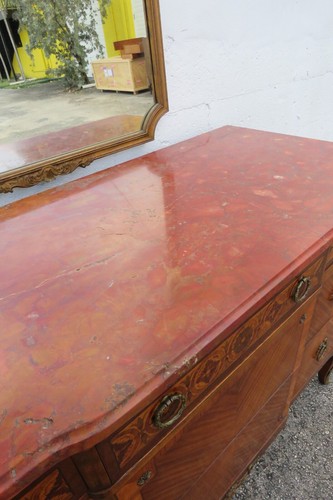 French Marble Top Inlay Carved Dresser Bathroom Vanity 5719 - Picture 17 of 24