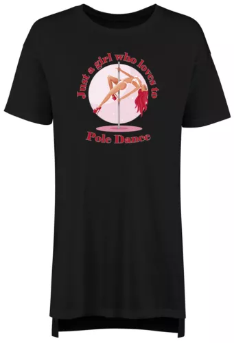 Girl Who Loves to Pole Dance Nightie Womens Dancer Dancing Ladies Night Shirt