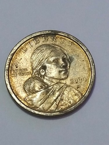 D Sacagawea One Dollar Coins RARE VINTAGE 2000 US Liberty Gold Color Lof 2 Coins - Picture 11 of 22