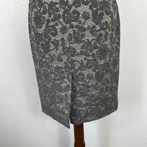 Vestido Banana Republic Mujer Talla 2 Gris Floral Encaje Tela Retro Funda Romántico - Imagen 8 de 12