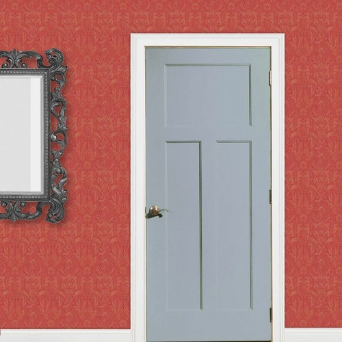 Dolls House Miniature Intricate Pale Gold On Red Wallpaper - 第 2/4 張圖片