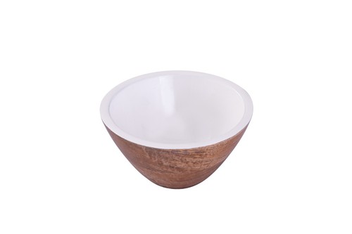 Semantob Wooden Bowl With Enamel Finish - 6x3" - Picture 2 of 13