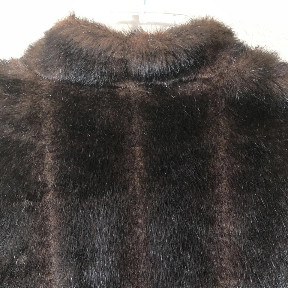 Chaleco Preston & York Mujer Piel Sintética Marrón Cremallera Forrado Cuello Simulado Chaqueta XL Foto 4 de 4