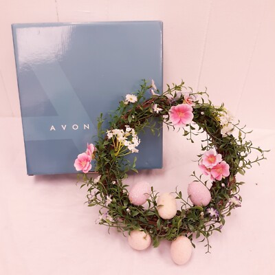 Vintage Avon Signs of Spring light wreath Easter colored eggs & flowers 10''