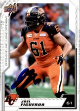 Joel Figueroa Signed 2020 Upper Deck CFL Football card BC Lions
