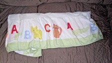 Small Wonders ABC Crib Skirt Letters Alphabet Alligator Bear Cat Green Checked