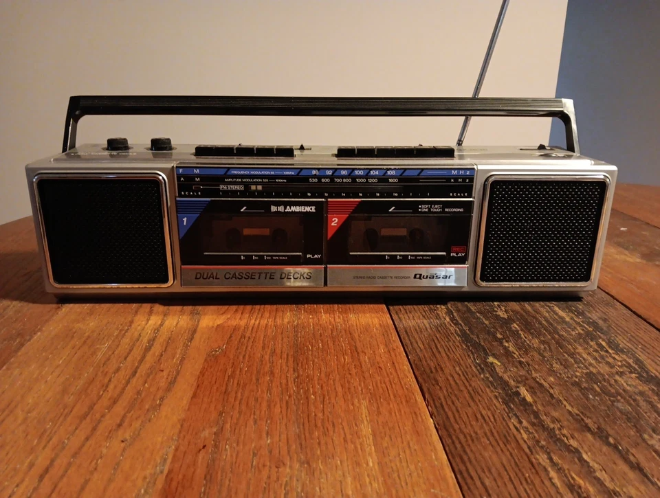 Quasar Stereo Radio Cassette Recorder GX3636 Dual Cassette Decks Ambience AC Ada - Image 2 of 4