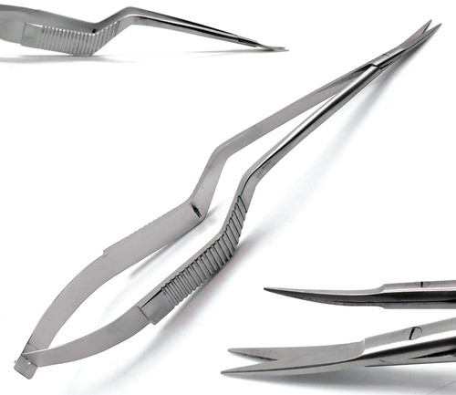 Micro Scissors 7.5" Yasargil Sharp/Sharp Straight & Curved Surgical Set of 2 - Picture 4 of 5