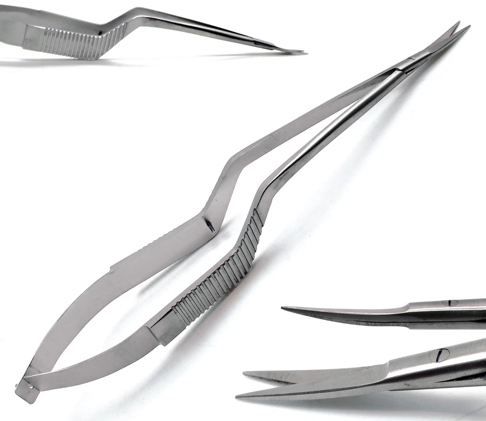 Micro Scissors 7.5" Yasargil Sharp/Sharp Straight & Curved Surgical Set of 2 - Image 4 of 4