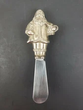 Vintage Christmas Santa Clause Shape Cheese Butter Spread Knife Silver Plated