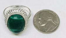 SIZE 8 MALACHITE GEMSTONE ARTISAN HANDMADE RING BAND 5.3g NICE QUALITY